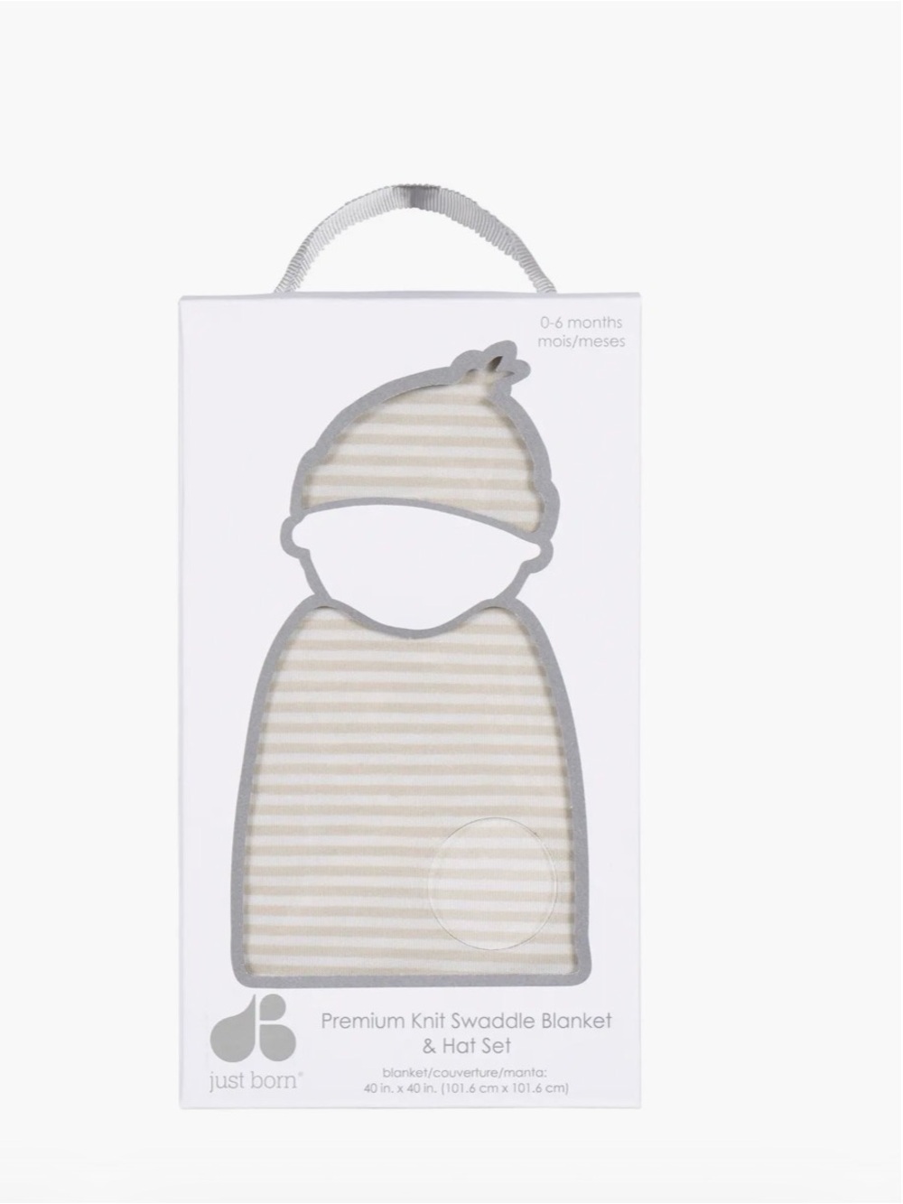 Just Born Cream Striped Knit Hat for Babies